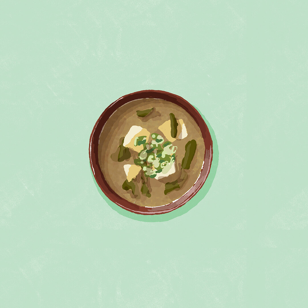 豆腐とわかめのお味噌汁のイラストです Raddieyのイラスト日記