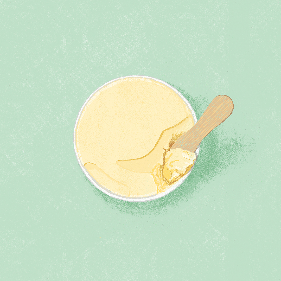 食べかけのバニラアイスクリームのイラスト Raddieyのポートフォリオ