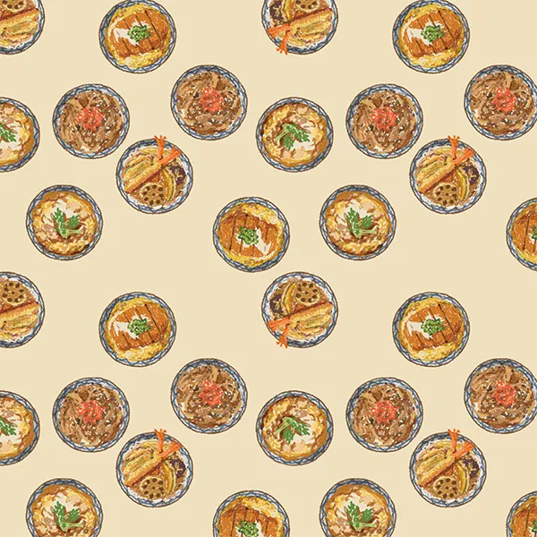 牛丼、天丼、カツ丼、親子丼