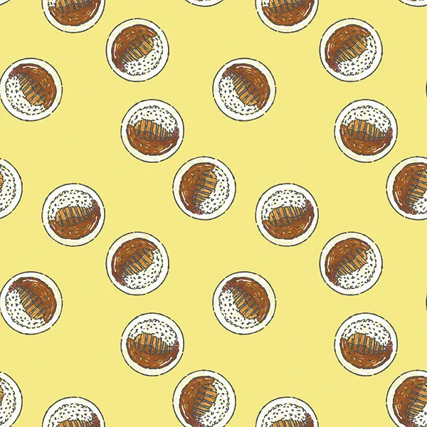 カツカレー柄のテキスタイル