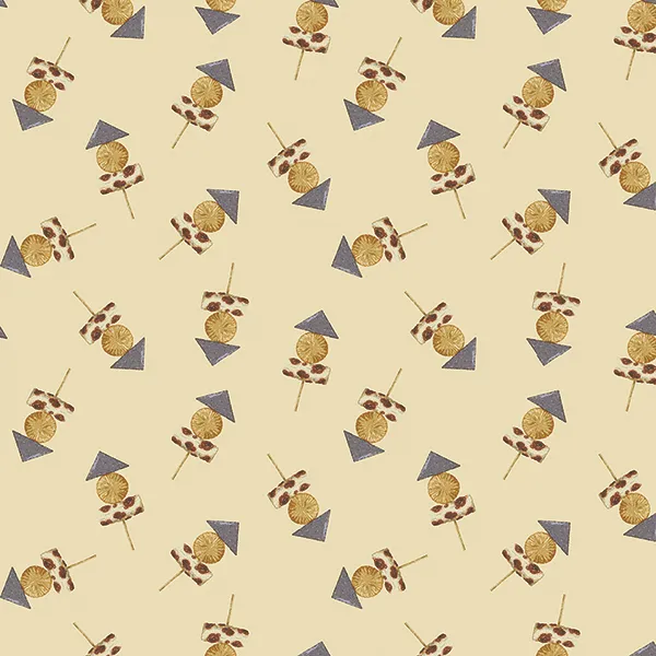 おでん柄のテキスタイル