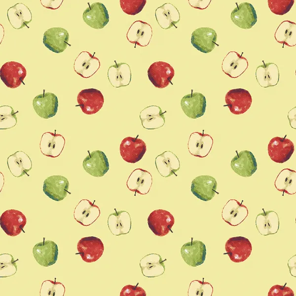 りんごと青りんご柄のテキスタイル