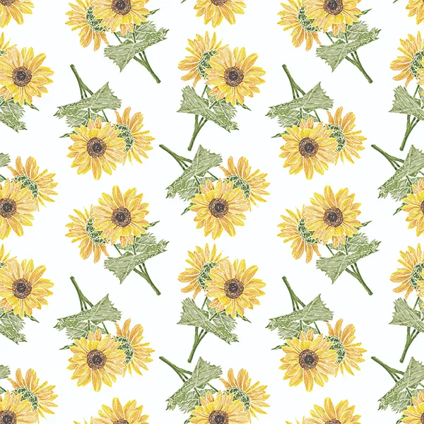 ひまわり柄のテキスタイル