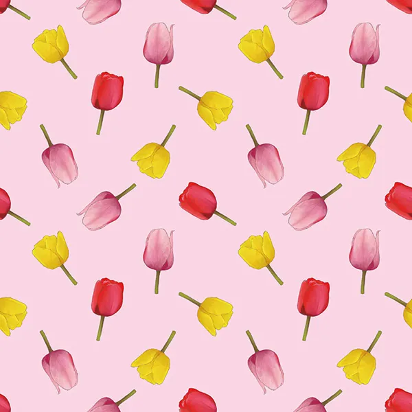 チューリップの花柄のテキスタイル